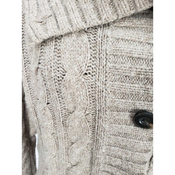 Eddie Bauer tan wool button down Shawl collar cardigan‎ sweater - Picture 7 of 13